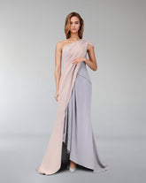 Bicolour asymmetrical draped dress-ODD-Loretta