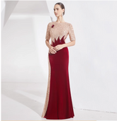 velvet mermaid dress with sequin contrast and floral brooch - NOVA