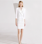 double-breasted mini dress with fringe skirt – DELIA