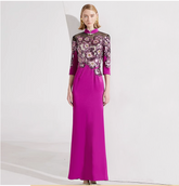 embroidered mermaid gown with illusion neckline – FUCHSIA BLOOM