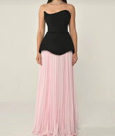 Strapless pleated dress with sculpted bodice – NOIR ROSE