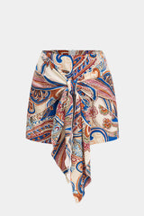 Bohemian Print Knotted Tie Front High Waist Shorts