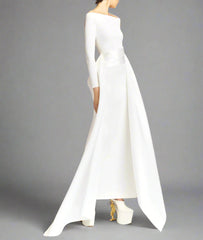 strapless column dress with structured side ruffle – IRMA