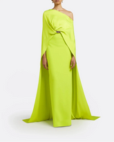 One-shoulder column dress with draped cape - Sarah
