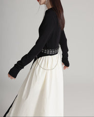 off-shoulder knit bodycon dress with front clasp – MAELLE