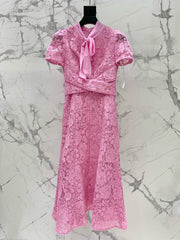 lace midi dress with necktie – Eeshvi