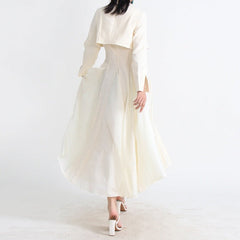 open-front longline dress in ivory – Elianer