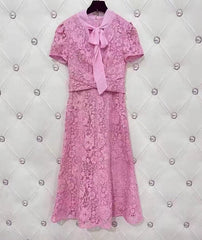 lace midi dress with necktie – Eeshvi