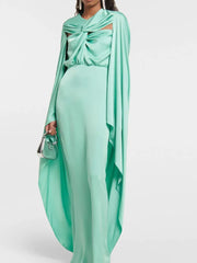 draped cape gown with twist-front bodice – Suvitha