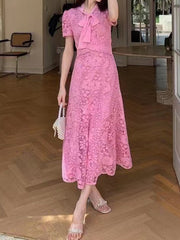 lace midi dress with necktie – Eeshvi