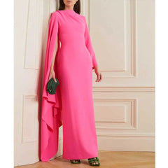 cape-back column gown in hot pink – Sureshi