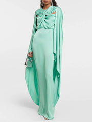 draped cape gown with twist-front bodice – Suvitha