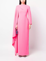 cape-back column gown in hot pink – Sureshi