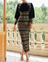 velvet panel bodycon dress with gold sequin stripes – Filipina