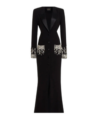 Tailored Blazer dress with beaded pockets/cuffs - MOLLEN