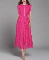 sleeveless ruffle dress with tiered lace panels – FAYE