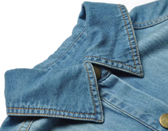 short-sleeve tiered denim shirt dress with button front – RIAYA