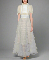 short-sleeve tulle dress with pleated tiered skirt – AURVR