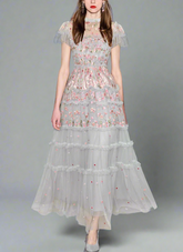 embroidered tulle gown with ruffled tiers – SERAPHINA