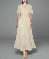 pleated chiffon gown with cinched waist – ELIORA