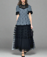 puff-sleeve tulle gown with ruffled skirt – MARION