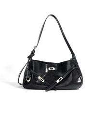 glossy saddle-strap shoulder bag – SIENNA