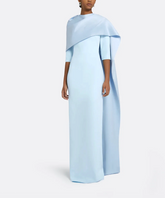 structured column dress with draped shoulder cape – CELESTE
