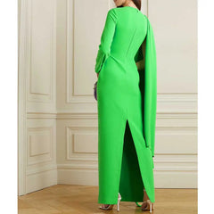 cape-back column gown in hot pink – Sureshi