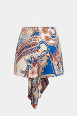 Bohemian Print Knotted Tie Front High Waist Shorts
