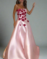 Strapless A-line gown with floral appliqué bodice – BLOSSOM