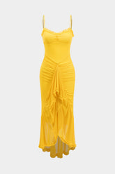 Mesh Slip Ruffle Maxi Dress