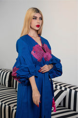 Embroidered Maxi Dress with Voluminous Sleeves – SAPPHIRE