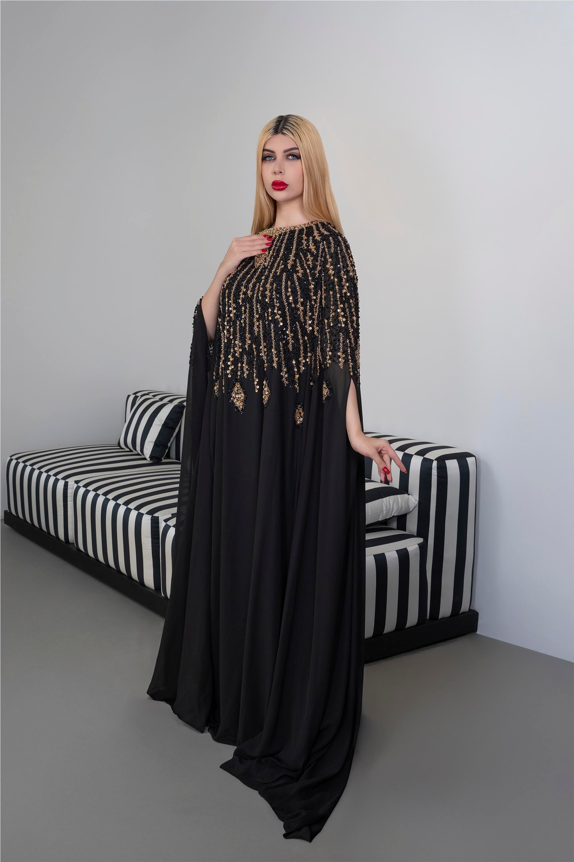 Fully beaded cape dress - PIA