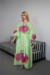 Embroidered Maxi Dress with Floral Accents – LIME