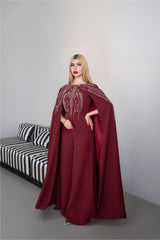 Embellished Jumpsuit with Flowing Cape – RUBY