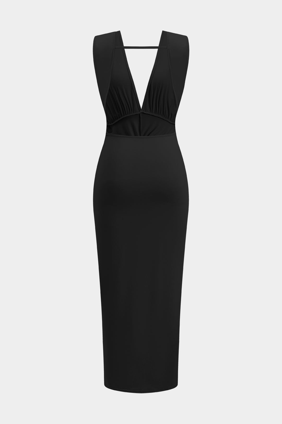 Ruched Twist Knot Backless Sleeveless Midi Dress