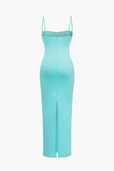 Solid Slit Color Block Bustier Maxi Dress