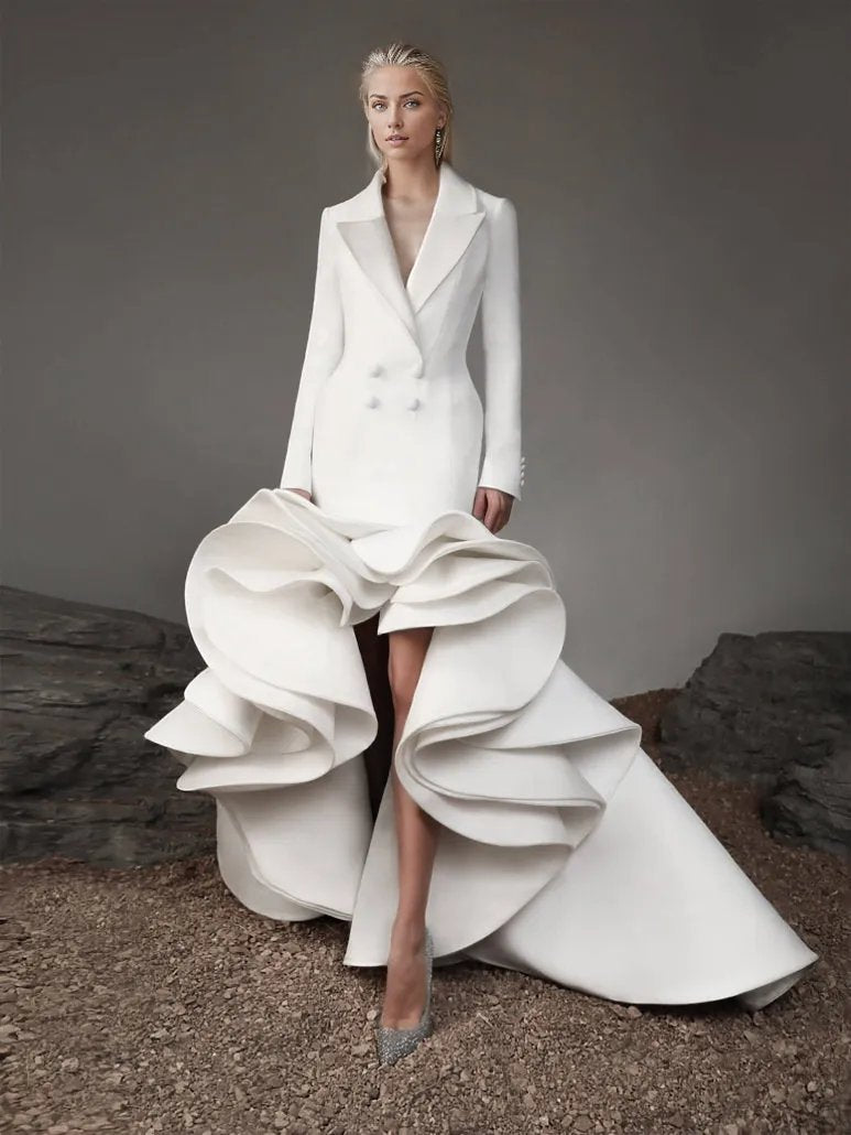Blazer gown with sculpted ruffle skirt – Lurnal