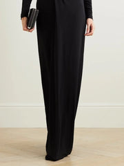 Plunging tuxedo gown with gathered waist – Zaydee