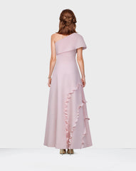 Shoulder off a line dress with ruffles -Roltha