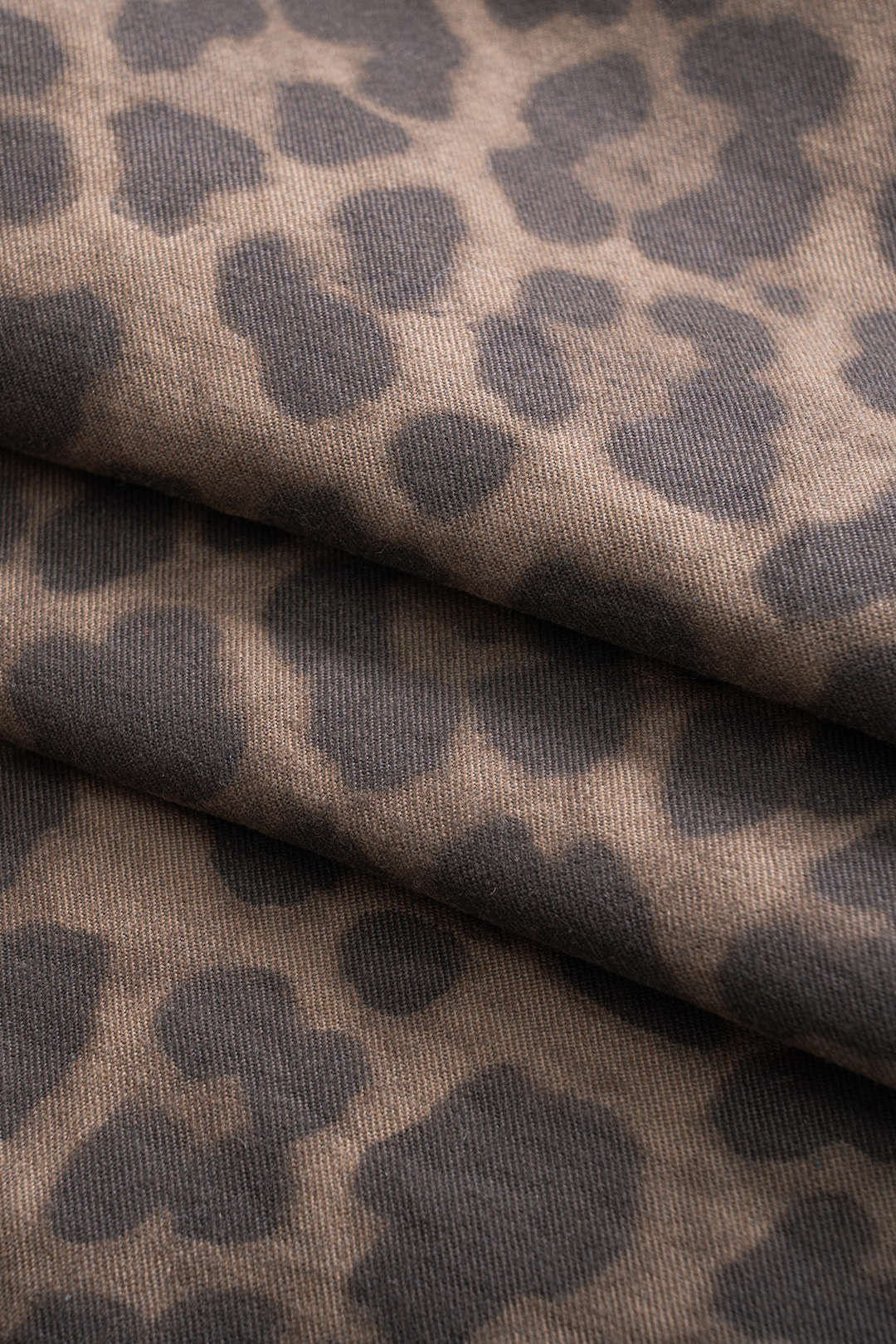 Leopard Print Denim Wide Leg Pants