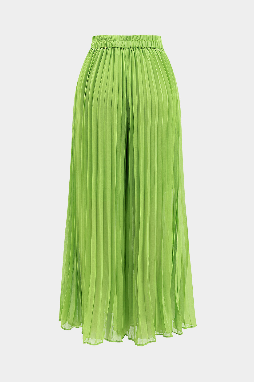 Chiffon Pleated Zipper Backless Mini Dress And Wide Leg Trousers Set