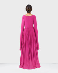 Long sleeve pleated skirt dress - Kaviy