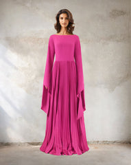 Long sleeve pleated skirt dress - Kaviy