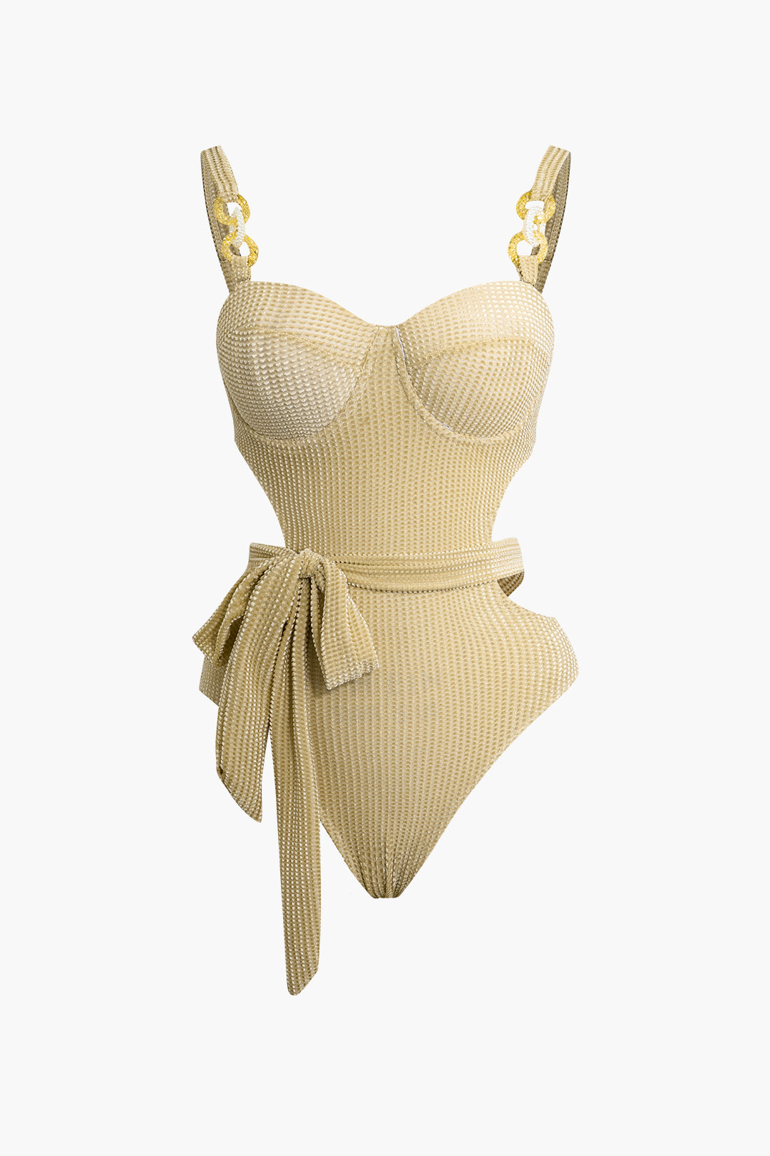 Textured Cut-Out Knot Tummy Control One-Piece Swimsuit