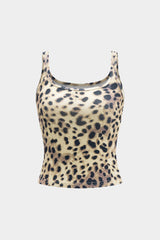 Leopard Print Vest And Shorts Set