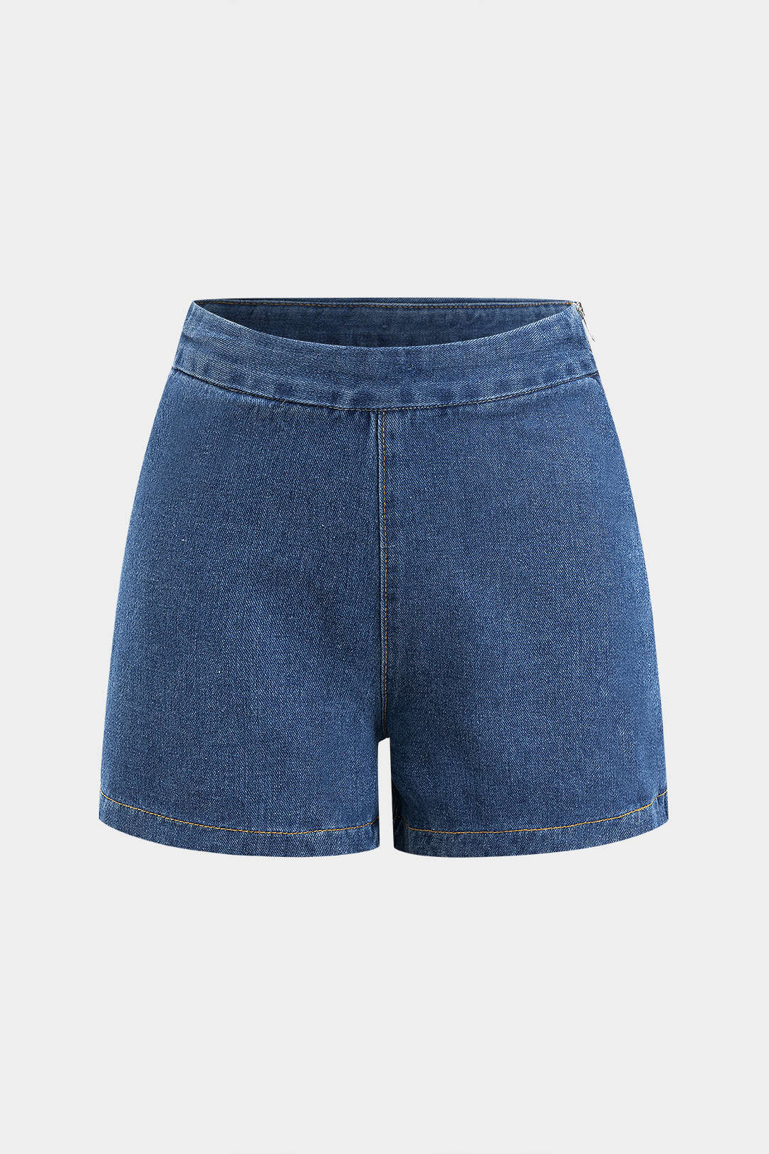 Denim Button Pocket Belted Tank Top And Shorts Set