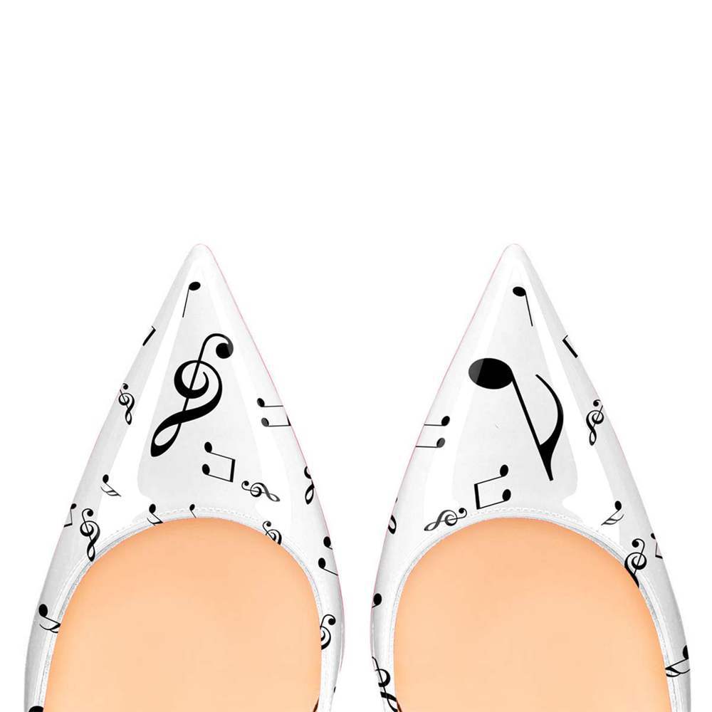 pointed-toe stiletto pumps with music note print - Aaddvika