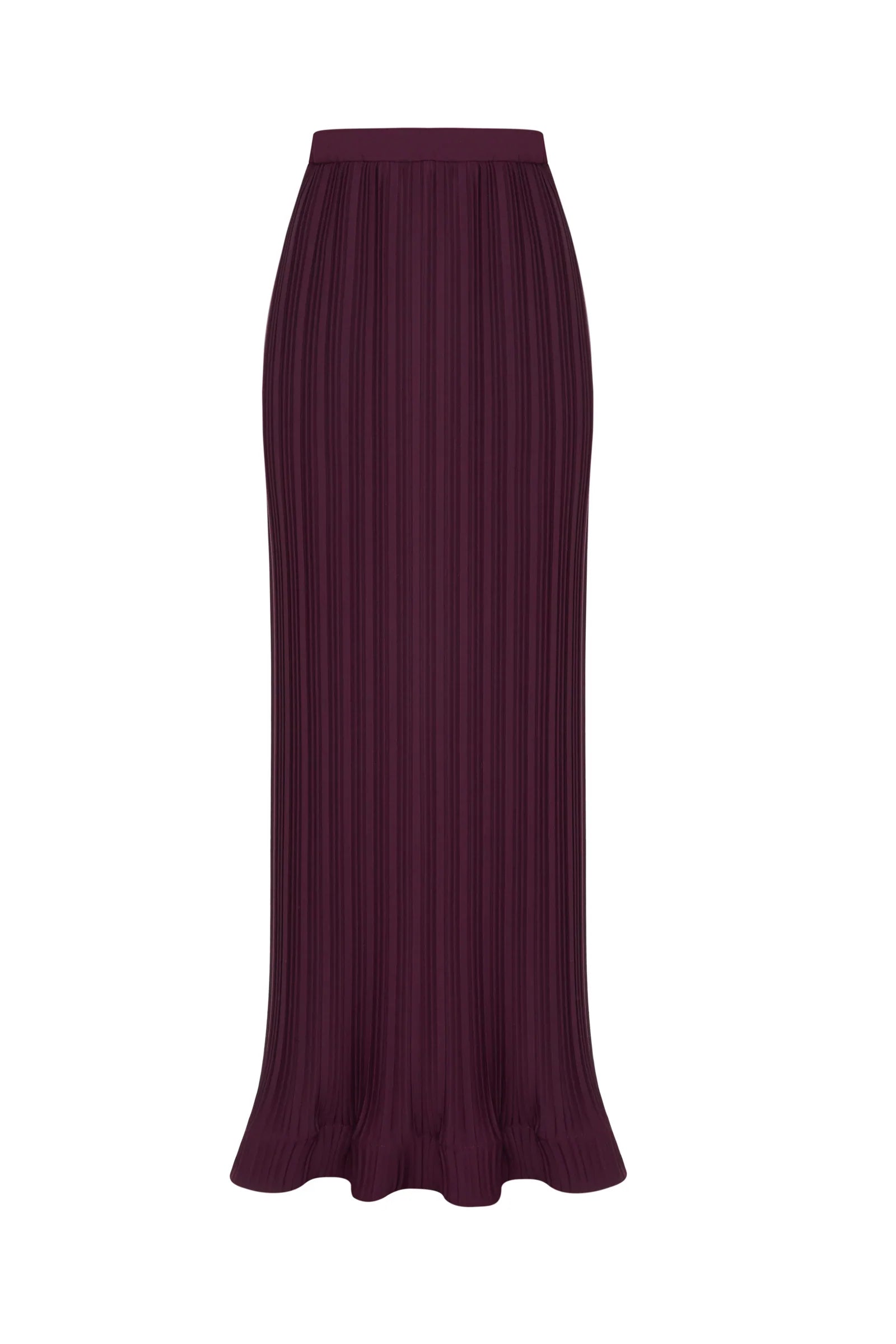 Pleated flared-sleeve top and maxi skirt set with waist belt – Rosiny