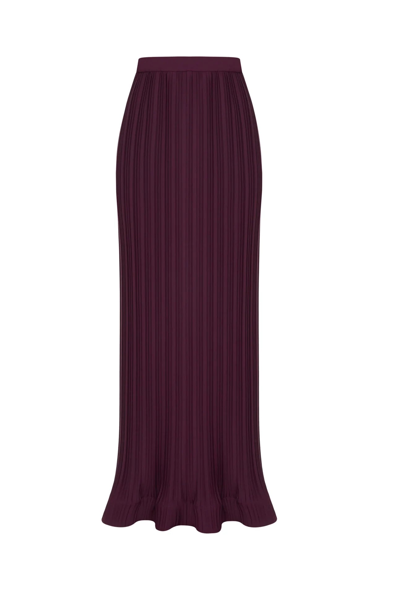 Pleated flared-sleeve top and maxi skirt set with waist belt – Rosiny